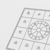 白と灰色を基調とした紫微斗数の命盤図。中央に十二支の円形チャート、周囲に12の宮が配置されているシンプルなデザイン。