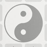 白と灰色を基調としたアイキャッチ画像。中央に陰陽マークが大きく描かれ、その周囲を囲むように12個の星が四角い枠内に配置されている。全体的に落ち着いたトーンで、紫微斗数における副星の神秘性や調和を表現したデザイン。